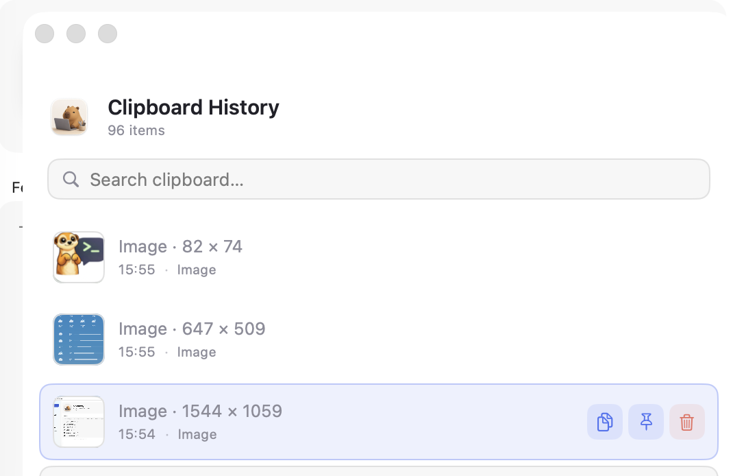 Clipboard history